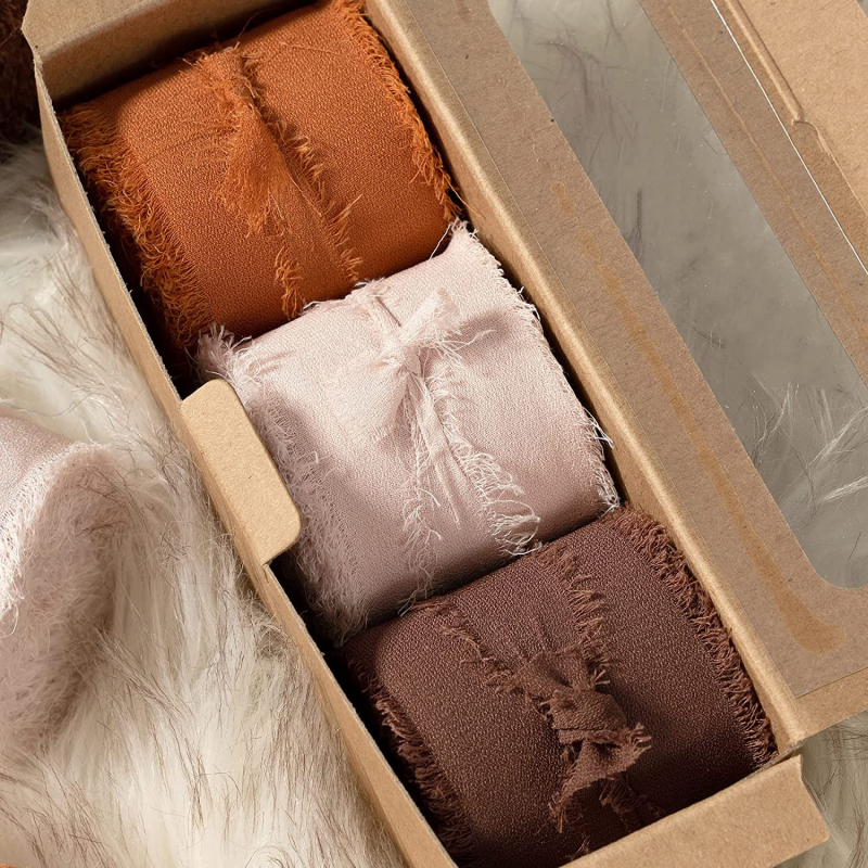 3 cm šifoonist käsitsi tutiga lint ilma narmasteta, pulmadeks mõeldud käsitsi valmistatud siidlint