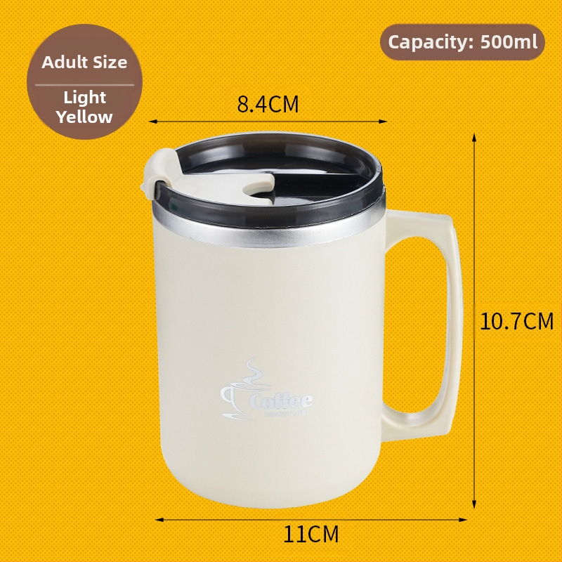 304 nerūdijančio plieno kavos puodelis bendrabučio tipo, atsparus karščiui, pieno puodelis porai, biuro darbuotojui, vandens puodelis su dangteliu