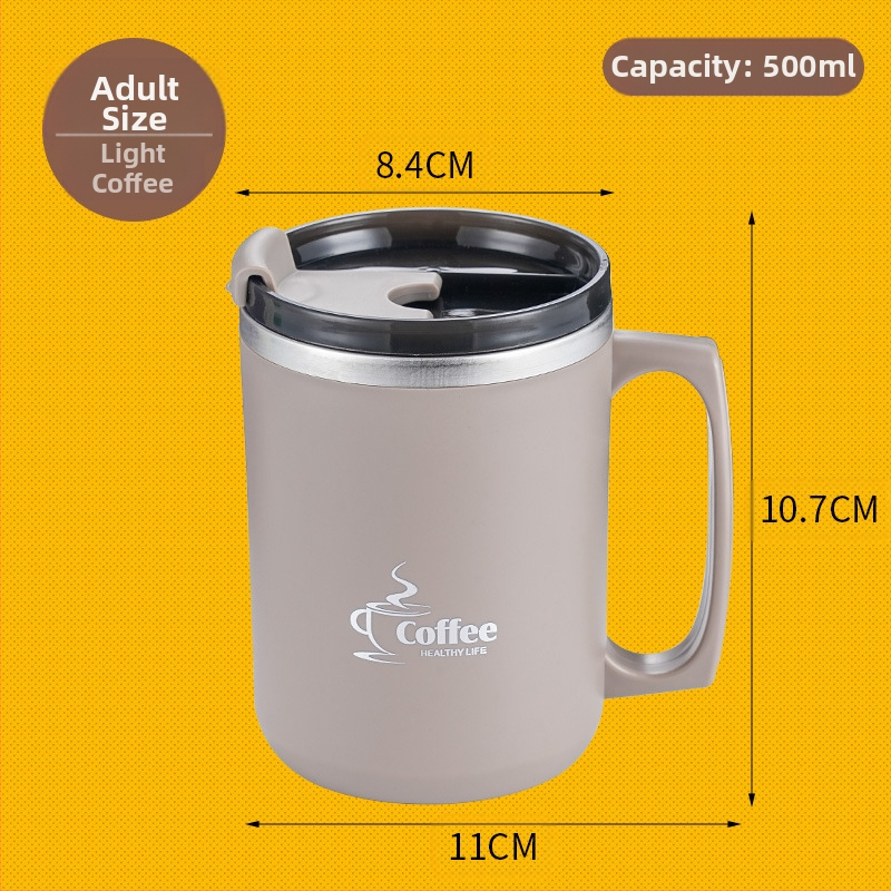 304 nerūdijančio plieno kavos puodelis bendrabučio tipo, atsparus karščiui, pieno puodelis porai, biuro darbuotojui, vandens puodelis su dangteliu