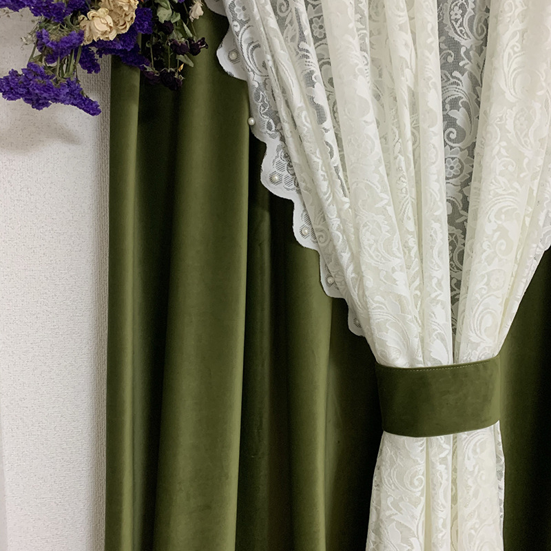 Rokoko prancūziško perlų nėrinių užuolaidos balta svetainė miegamasis siuvinėjimas permatoma balta užuolaida