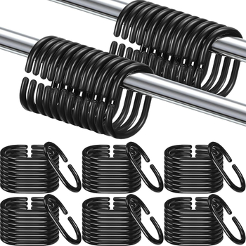 Elektroninės prekybos tiekimas vonios kambario dušo langui, strypas, plastikinis dušo užuolaidos žiedo kabliukas, juodos ir baltos spalvos žiedas, 12 vnt., vienas komplektas, didmeninė prekyba gamykloje