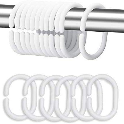 Elektroninės prekybos tiekimas vonios kambario dušo langui, strypas, plastikinis dušo užuolaidos žiedo kabliukas, juodos ir baltos spalvos žiedas, 12 vnt., vienas komplektas, didmeninė prekyba gamykloje