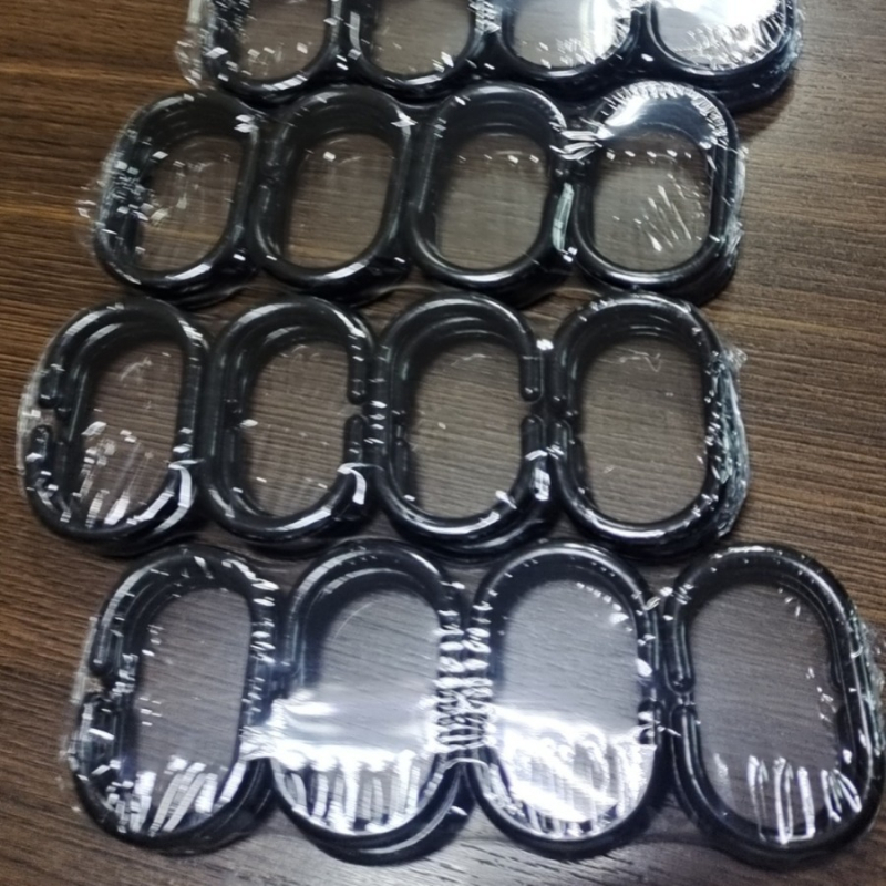 Elektroninės prekybos tiekimas vonios kambario dušo langui, strypas, plastikinis dušo užuolaidos žiedo kabliukas, juodos ir baltos spalvos žiedas, 12 vnt., vienas komplektas, didmeninė prekyba gamykloje