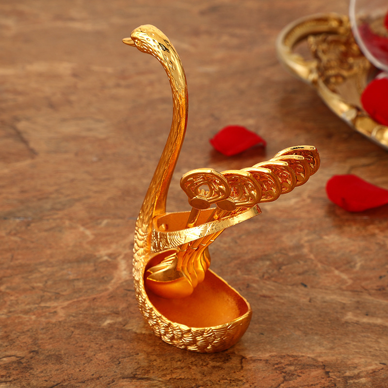 2022 Új Kis Hattyú Kanálkészlet Európai stílusú Könnyű Luxus Desszertkanál Klasszikus Kreatív Aranyos Hattyú Kanálkészlet