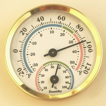 TH103GF – 57 m skersmens, aukso spalvos aliuminio korpuso temperatūros ir drėgmės matuoklis (JAV plokštės spalvos paviršiaus dizainas)