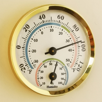 TH103GF – 57 m skersmens, aukso spalvos aliuminio korpuso temperatūros ir drėgmės matuoklis (JAV plokštės spalvos paviršiaus dizainas)