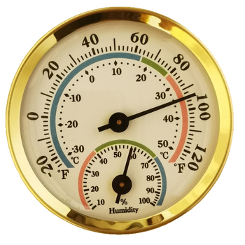 TH103GF – 57 m skersmens, aukso spalvos aliuminio korpuso temperatūros ir drėgmės matuoklis (JAV plokštės spalvos paviršiaus dizainas)