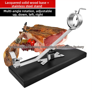 Ispaniško medžio masyvo dažai, kumpio stovas, visi nerūdijančio plieno 304 priedai, gali būti reguliuojami keliais kampais