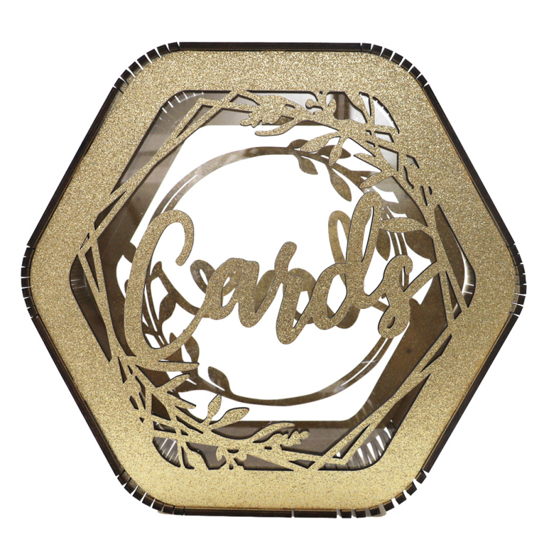 Új, barkácsolt fa esküvői ajándékkártya-doboz esküvői kellékek névjegykártya-bejelentő doboz fa esküvői asztali dekorációk nagykereskedelem