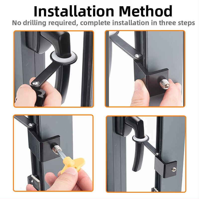 Заключване на прозорец, детска противопадаща ключалка, натискане на ограничител на прозореца, държач за отворен прозорец, детска противопадаща ключалка