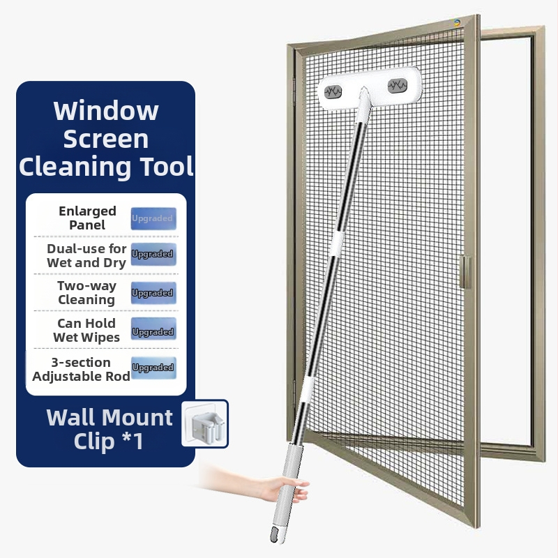 Aknaekraani harja puhastusvahend majapidamiseks, lahtivõtmatu ja pesemata kahepoolne pikk kaks-ühes aknaekraani puhastusvahend