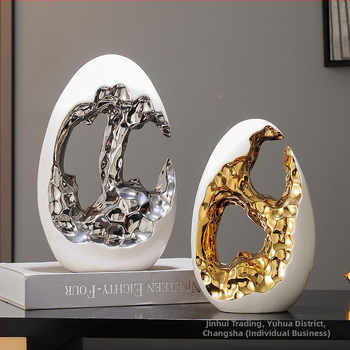 Paprastas modernus šviesus prabangus auksinis kiaušinis sidabrinis kiaušinių dekoravimo papuošalai svetainės įėjimo vyno televizoriaus spintelės biuro dovana