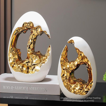 Paprastas modernus šviesus prabangus auksinis kiaušinis sidabrinis kiaušinių dekoravimo papuošalai svetainės įėjimo vyno televizoriaus spintelės biuro dovana