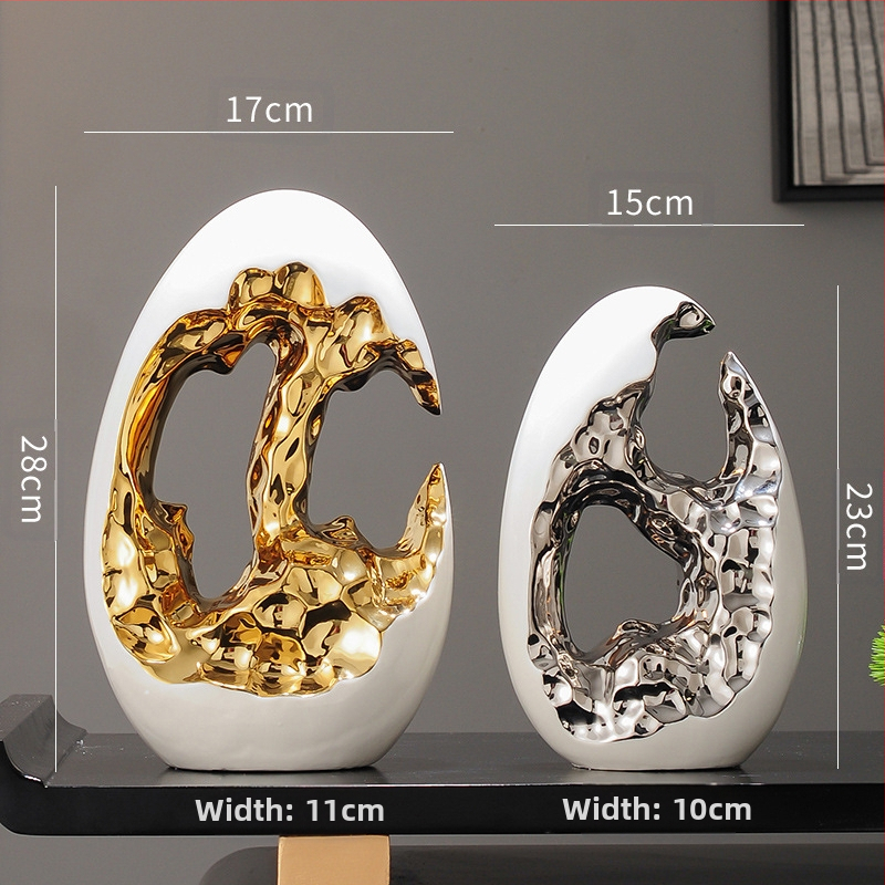 Paprastas modernus šviesus prabangus auksinis kiaušinis sidabrinis kiaušinių dekoravimo papuošalai svetainės įėjimo vyno televizoriaus spintelės biuro dovana