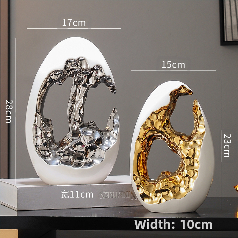 Paprastas modernus šviesus prabangus auksinis kiaušinis sidabrinis kiaušinių dekoravimo papuošalai svetainės įėjimo vyno televizoriaus spintelės biuro dovana