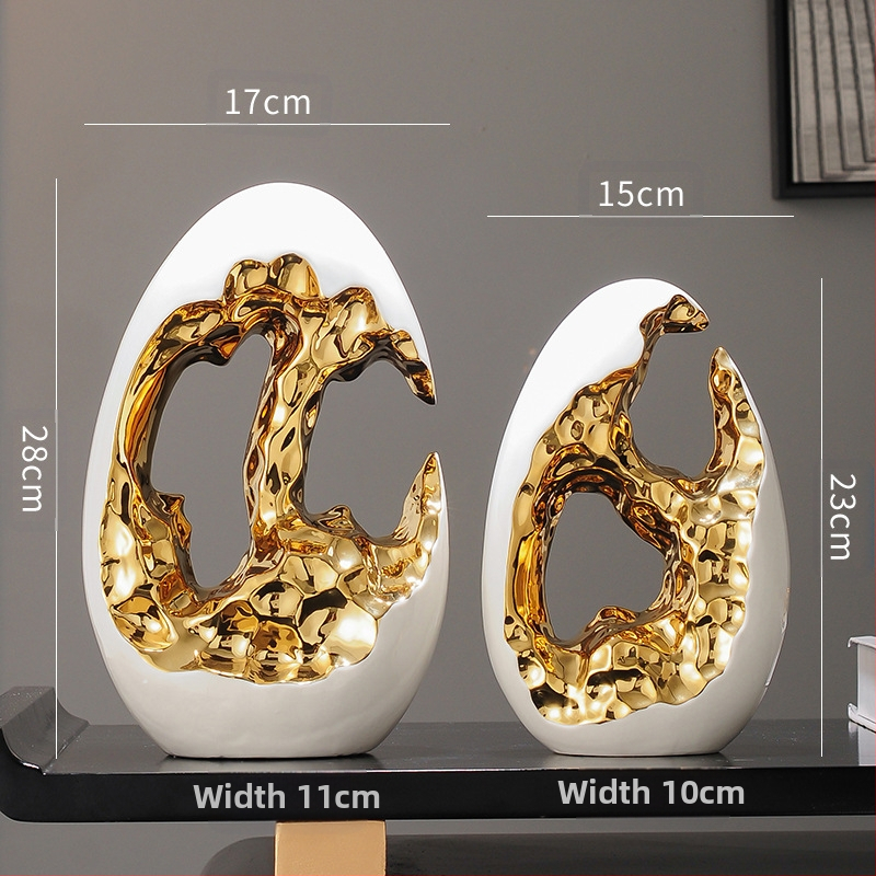 Paprastas modernus šviesus prabangus auksinis kiaušinis sidabrinis kiaušinių dekoravimo papuošalai svetainės įėjimo vyno televizoriaus spintelės biuro dovana