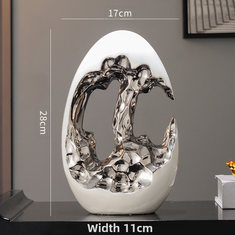 Paprastas modernus šviesus prabangus auksinis kiaušinis sidabrinis kiaušinių dekoravimo papuošalai svetainės įėjimo vyno televizoriaus spintelės biuro dovana