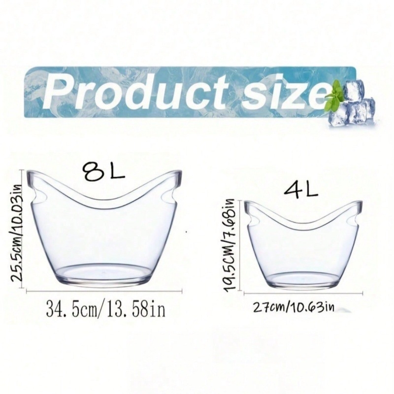 „Yuanbao“ ledo kibiras komerciniam KTV baro reikmenims šampano vyno kibiras ledo kibiras alaus ledo kibiras skaidrus plastikinis ledo kibiras