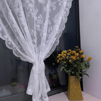 Tarpvalstybinė nėrinių ekrano užuolaida, baigta žakardo marlės, prancūzų korėjiečių amerikiečių pastoracinė balta marlės užuolaida, durų užuolaida