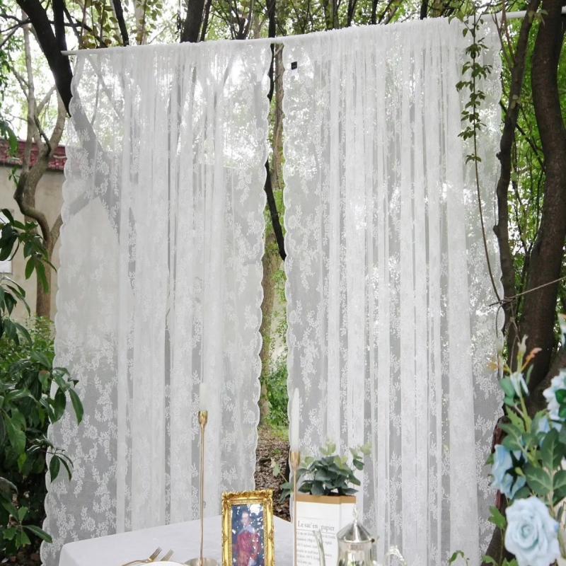 Tarpvalstybinė nėrinių ekrano užuolaida, baigta žakardo marlės, prancūzų korėjiečių amerikiečių pastoracinė balta marlės užuolaida, durų užuolaida