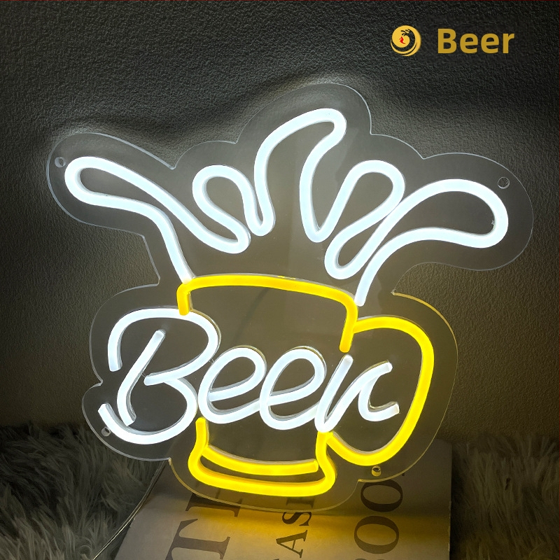 Трансгранична нова креативна моделираща коктейлна бирена бъчва червено вино светлина Amazon в стил Декоративна led неонова светлина