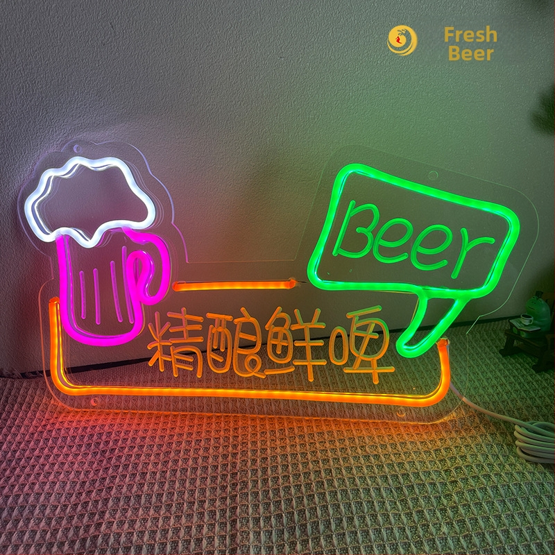 Naujas tarpvalstybinis kūrybingas kokteilių alaus statinės raudonojo vyno šviestuvas „Amazon“ stiliaus dekoratyvinis LED neoninis šviestuvas