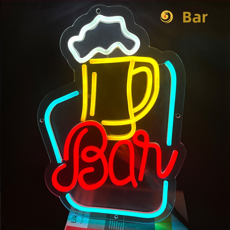 Naujas tarpvalstybinis kūrybingas kokteilių alaus statinės raudonojo vyno šviestuvas „Amazon“ stiliaus dekoratyvinis LED neoninis šviestuvas