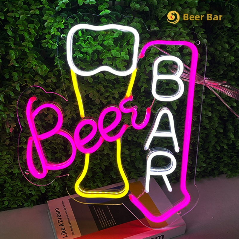 Naujas tarpvalstybinis kūrybingas kokteilių alaus statinės raudonojo vyno šviestuvas „Amazon“ stiliaus dekoratyvinis LED neoninis šviestuvas