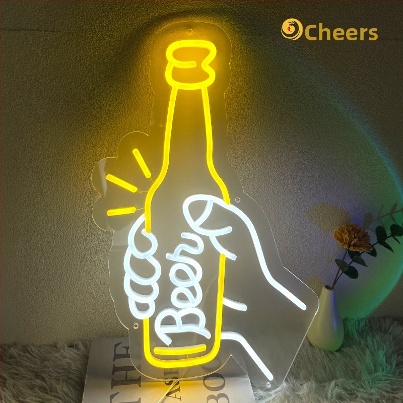 Naujas tarpvalstybinis kūrybingas kokteilių alaus statinės raudonojo vyno šviestuvas „Amazon“ stiliaus dekoratyvinis LED neoninis šviestuvas