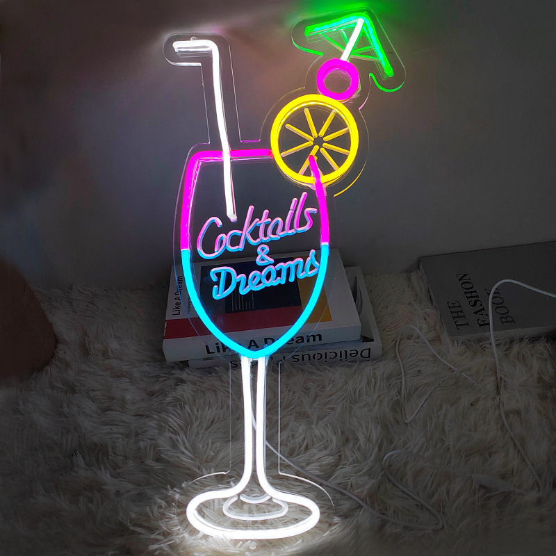 Naujas tarpvalstybinis kūrybingas kokteilių alaus statinės raudonojo vyno šviestuvas „Amazon“ stiliaus dekoratyvinis LED neoninis šviestuvas