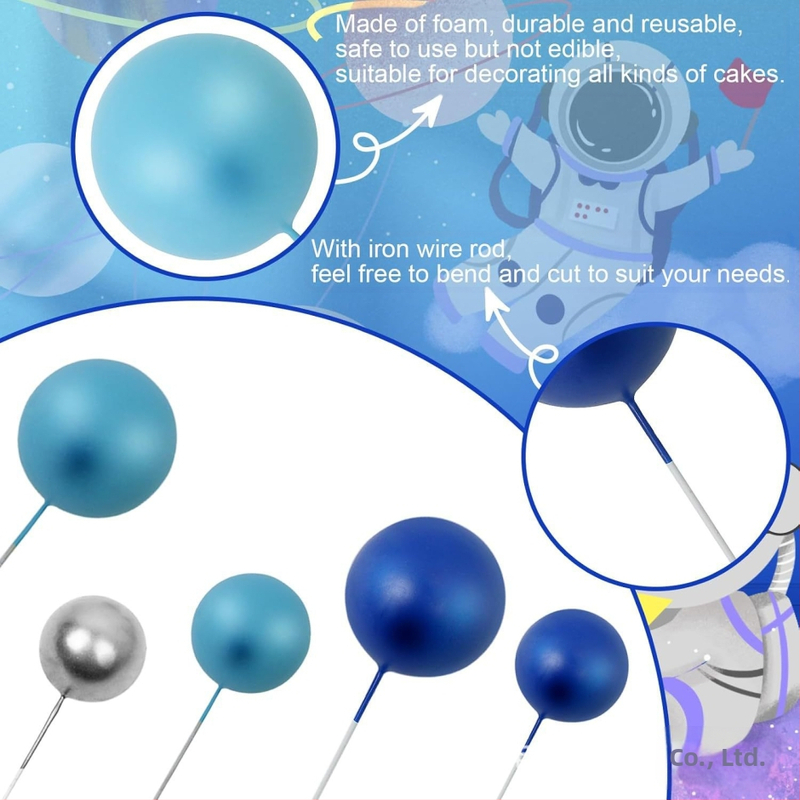 115 gabalu zila sudraba burbuļbumbiņu kūkas dekorācija kēksiņa augšdaļas ornaments astronauta tēma dzimšanas dienas kāzu ballīte