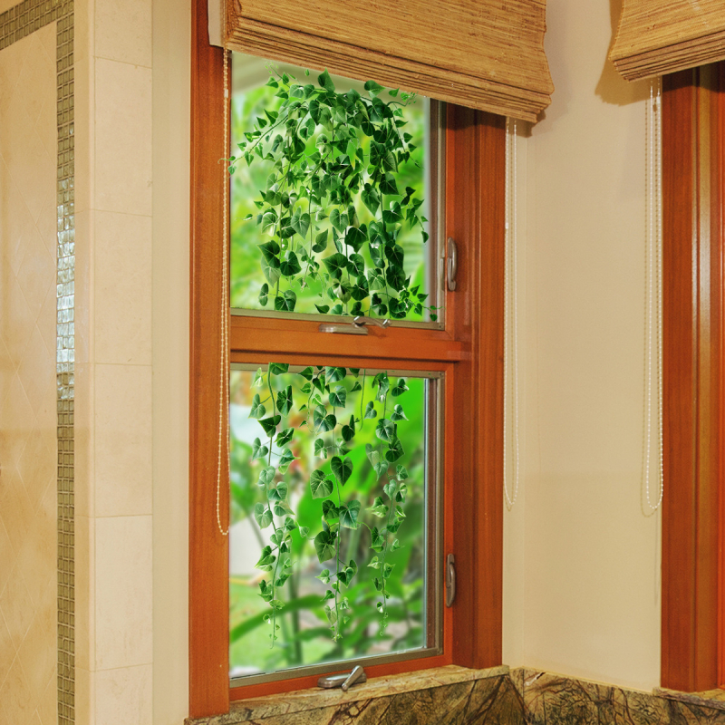 DJ7074-YC Värskete taimede ja lehtedega rippkorv, aknakleebis, elektrostaatiline kleebis, kodukaunistus, kahepoolne visuaalne klaasist kleebis