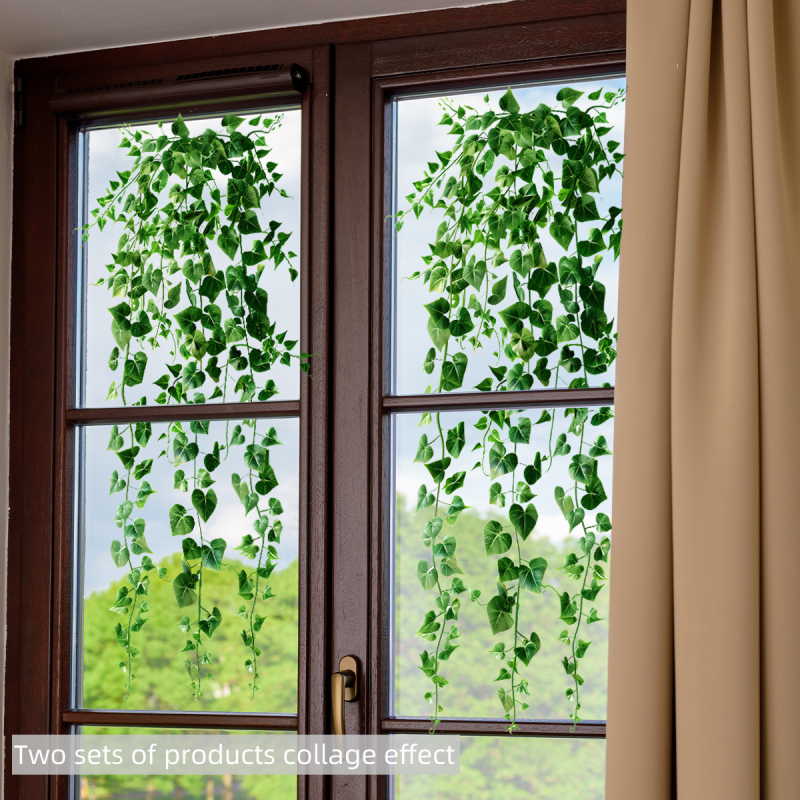DJ7074-YC Värskete taimede ja lehtedega rippkorv, aknakleebis, elektrostaatiline kleebis, kodukaunistus, kahepoolne visuaalne klaasist kleebis
