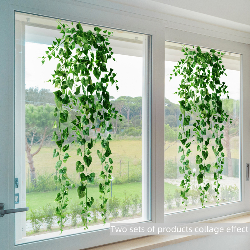 DJ7074-YC Värskete taimede ja lehtedega rippkorv, aknakleebis, elektrostaatiline kleebis, kodukaunistus, kahepoolne visuaalne klaasist kleebis