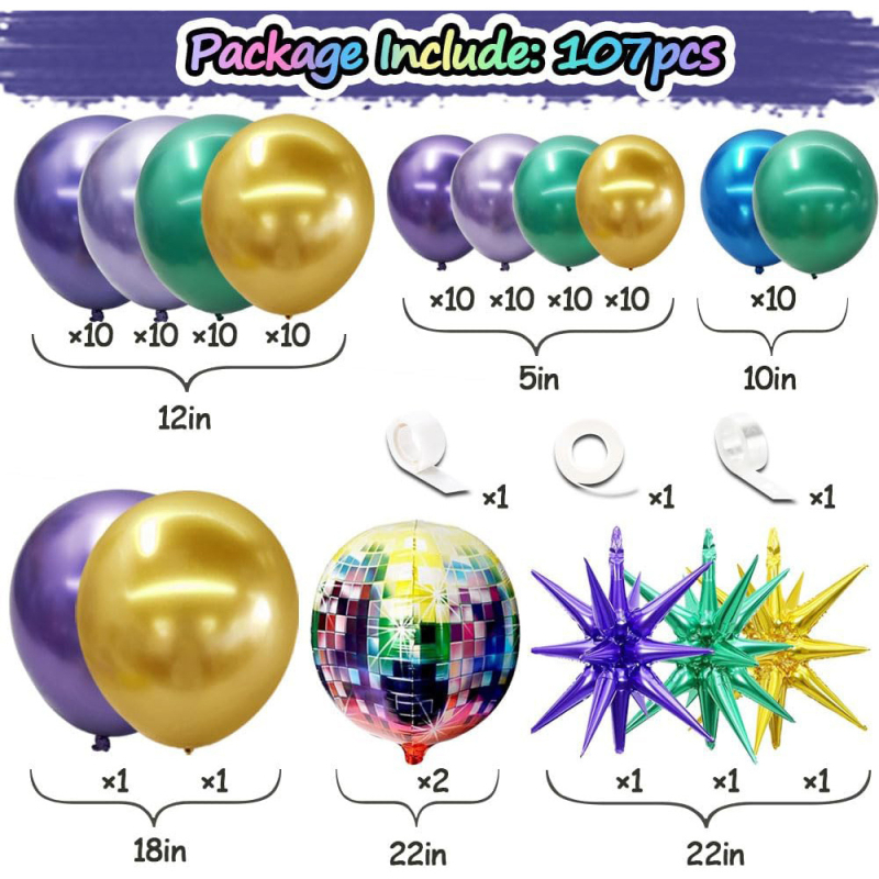 Piiriülene uus 18-tolline metallikõhupalli keti kombinatsioon, alumiiniumfooliumist plahvatustähega õhupalli sünnipäevapeo kaunistuseks