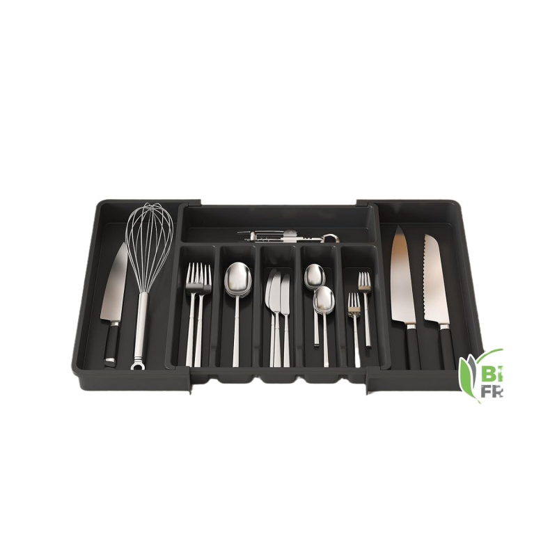 Kiterjesztett evőeszköz-tároló doboz háztartási hordozható teleszkópos tárolótálca bővíthető evőeszköz-tálca keresztmetszetű