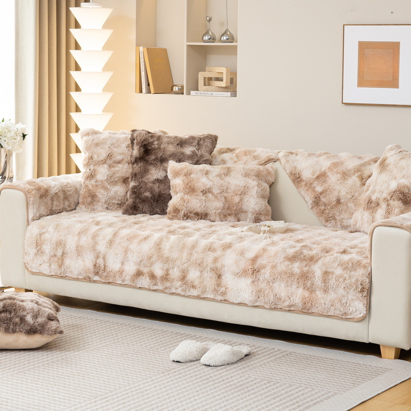 Téli Rabbit plüss kanapépárna 2023 új téli Four Seasons univerzális meleg vastagított bőr párnahuzat törölközőhuzat