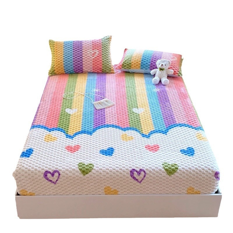 Oadest sametist voodimüts, talvine soe sametist Simmonsi madratsikaitse, paksendatud piimast sametist pruun mattvoodikate