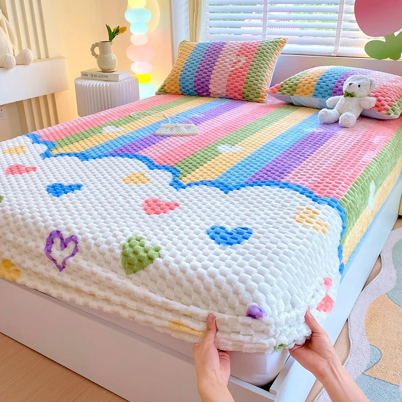 Oadest sametist voodimüts, talvine soe sametist Simmonsi madratsikaitse, paksendatud piimast sametist pruun mattvoodikate