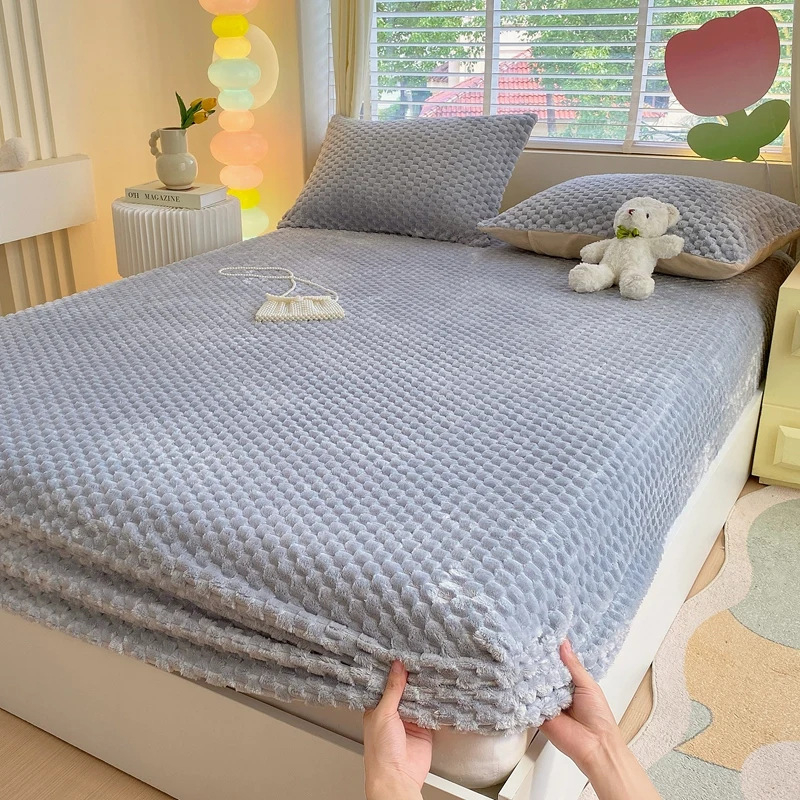 Oadest sametist voodimüts, talvine soe sametist Simmonsi madratsikaitse, paksendatud piimast sametist pruun mattvoodikate