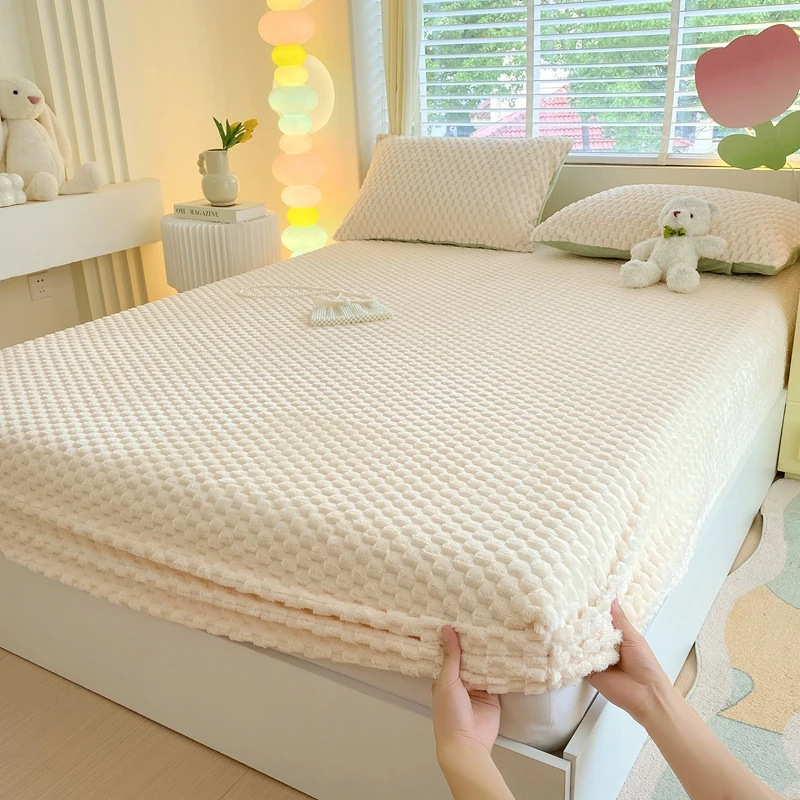 Oadest sametist voodimüts, talvine soe sametist Simmonsi madratsikaitse, paksendatud piimast sametist pruun mattvoodikate