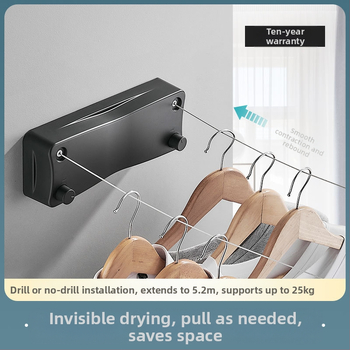 Modernus paprastas stilius nematomas drabužių stovas bendrabutyje be skylių montavimas ABS medžiagos ištraukiama drabužių linija