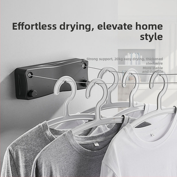 Modernus paprastas stilius nematomas drabužių stovas bendrabutyje be skylių montavimas ABS medžiagos ištraukiama drabužių linija