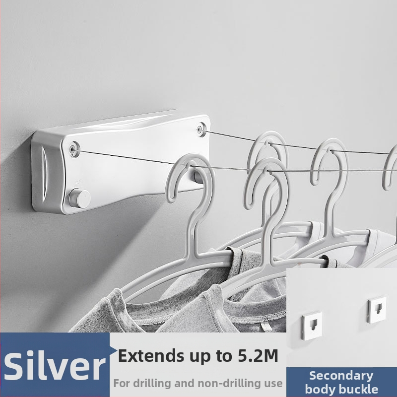 Modernus paprastas stilius nematomas drabužių stovas bendrabutyje be skylių montavimas ABS medžiagos ištraukiama drabužių linija