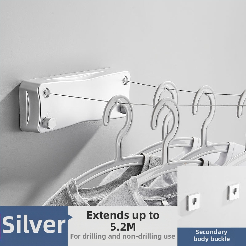 Modernus paprastas stilius nematomas drabužių stovas bendrabutyje be skylių montavimas ABS medžiagos ištraukiama drabužių linija