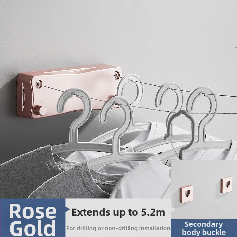 Modernus paprastas stilius nematomas drabužių stovas bendrabutyje be skylių montavimas ABS medžiagos ištraukiama drabužių linija