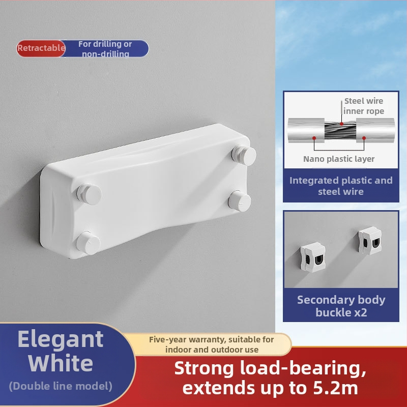 Modernus paprastas stilius nematomas drabužių stovas bendrabutyje be skylių montavimas ABS medžiagos ištraukiama drabužių linija