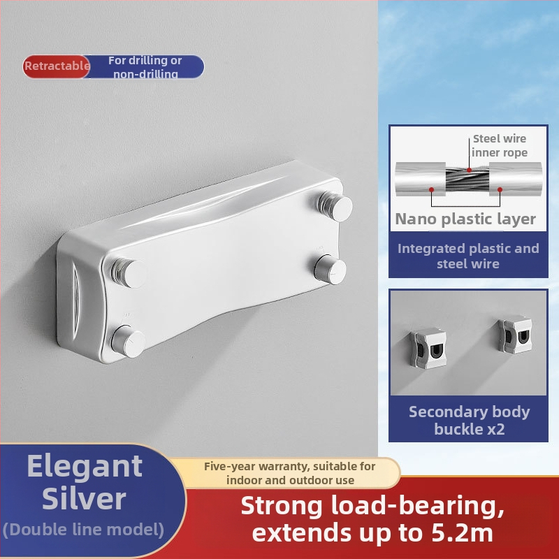 Modernus paprastas stilius nematomas drabužių stovas bendrabutyje be skylių montavimas ABS medžiagos ištraukiama drabužių linija