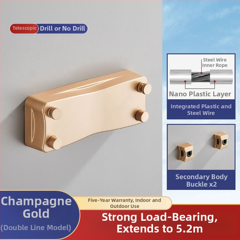 Modernus paprastas stilius nematomas drabužių stovas bendrabutyje be skylių montavimas ABS medžiagos ištraukiama drabužių linija