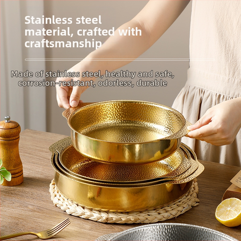 Hópelyhes leveses fazék tenger gyümölcsei rozsdamentes acél edény koreai stílusú leveses fazék extra vastag serpenyőben kalapácsmintás edény tapadásmentes edény